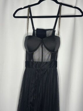 Fashion Nova Black Mesh Dress with Label Detail